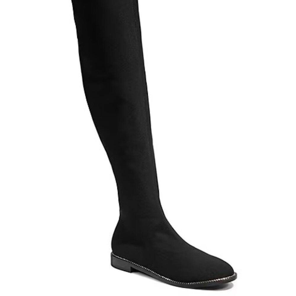 NWOT - DesignLab Over the Knee Stretch low heeled boots, Black, Ladies Size 7